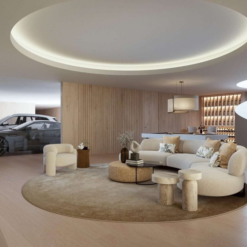 Basement and parking lot of luxury estate by Mariano Morrone